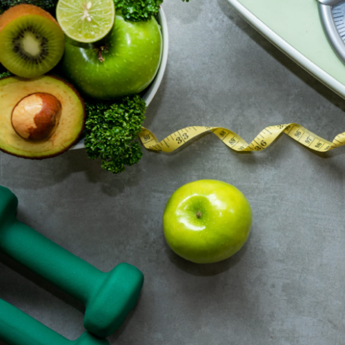 Healthy food and active lifestyle for weight loss